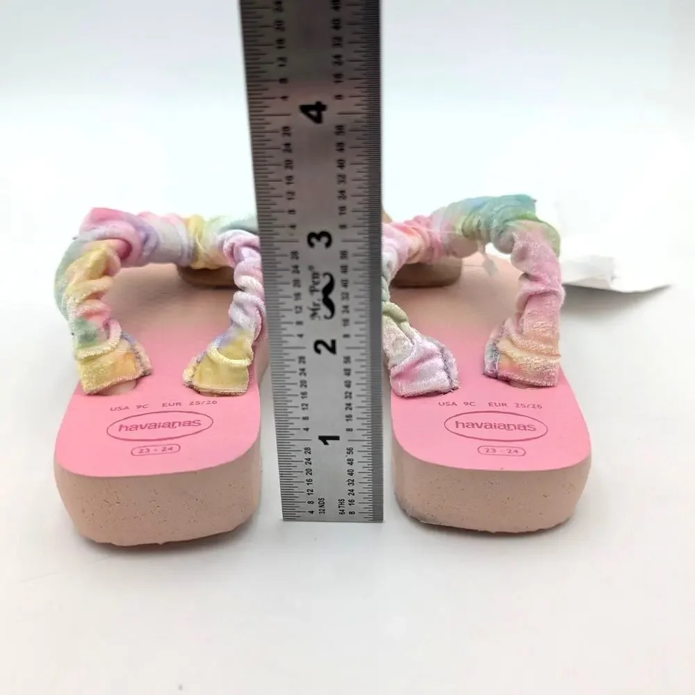 Havaianas Fluffy Flip Flop Thong Sandals Kids Ballet Rose Size US9C EU25/26